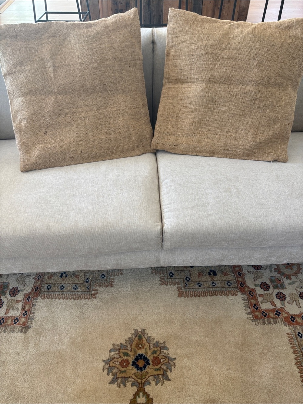 Pair of custom 100% Natural Burlap Pillow Covers - Jute made. Size 20”x20”.